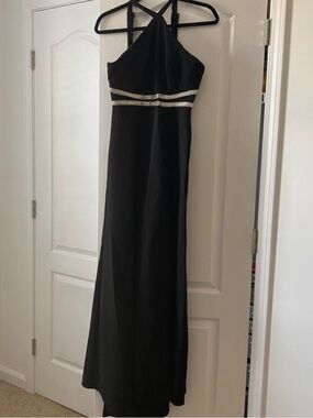 My Michelle Black Dress with Silver Beaded Waist
